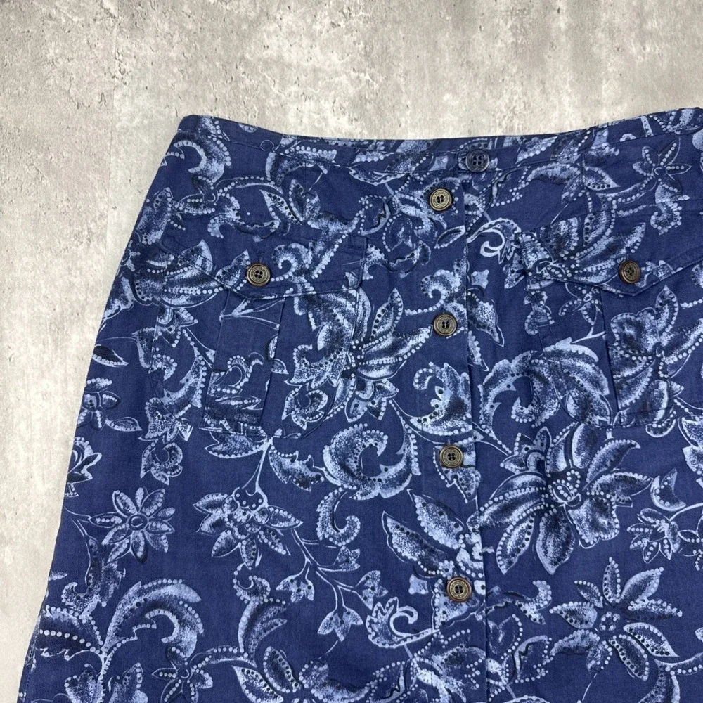 Vintage White‎ Stag Skirt Women's 10 Blue Floral Paisley Western Cottage A-Line